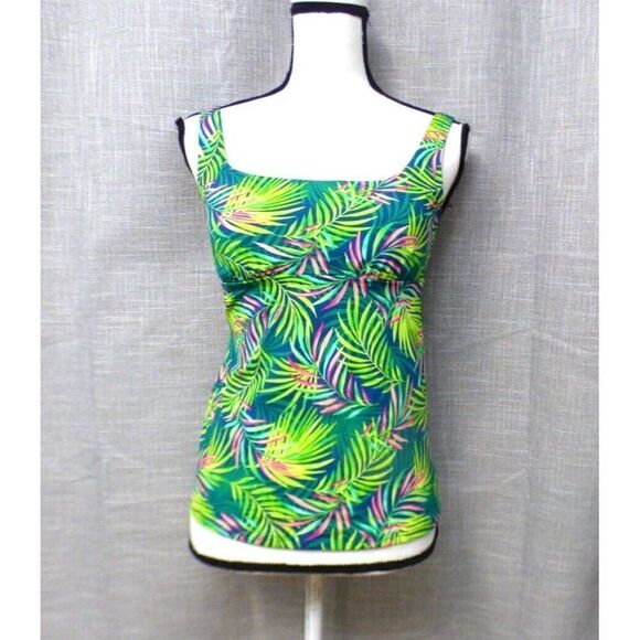Women's Lands' End Bust Minimizer UPF 50 Squareneck Underwire Tankini Top, Sz. 4 - Picture 2 of 10
